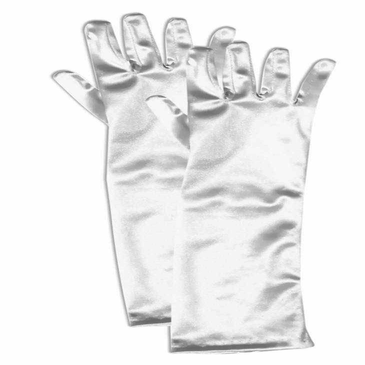 Women's White Long Satin Gloves