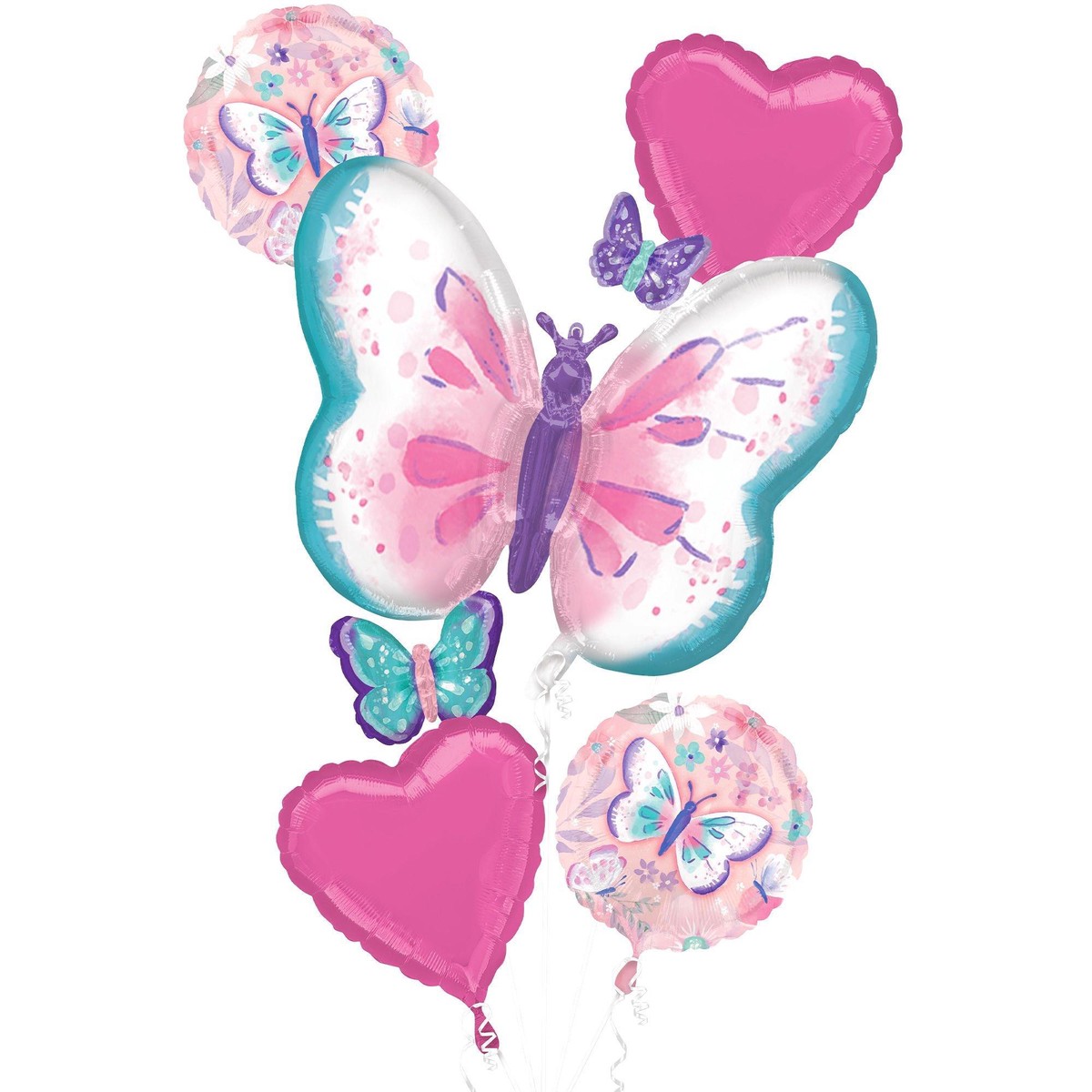 Fluttering Butterflies Foil Balloon Bouquet, 5pc