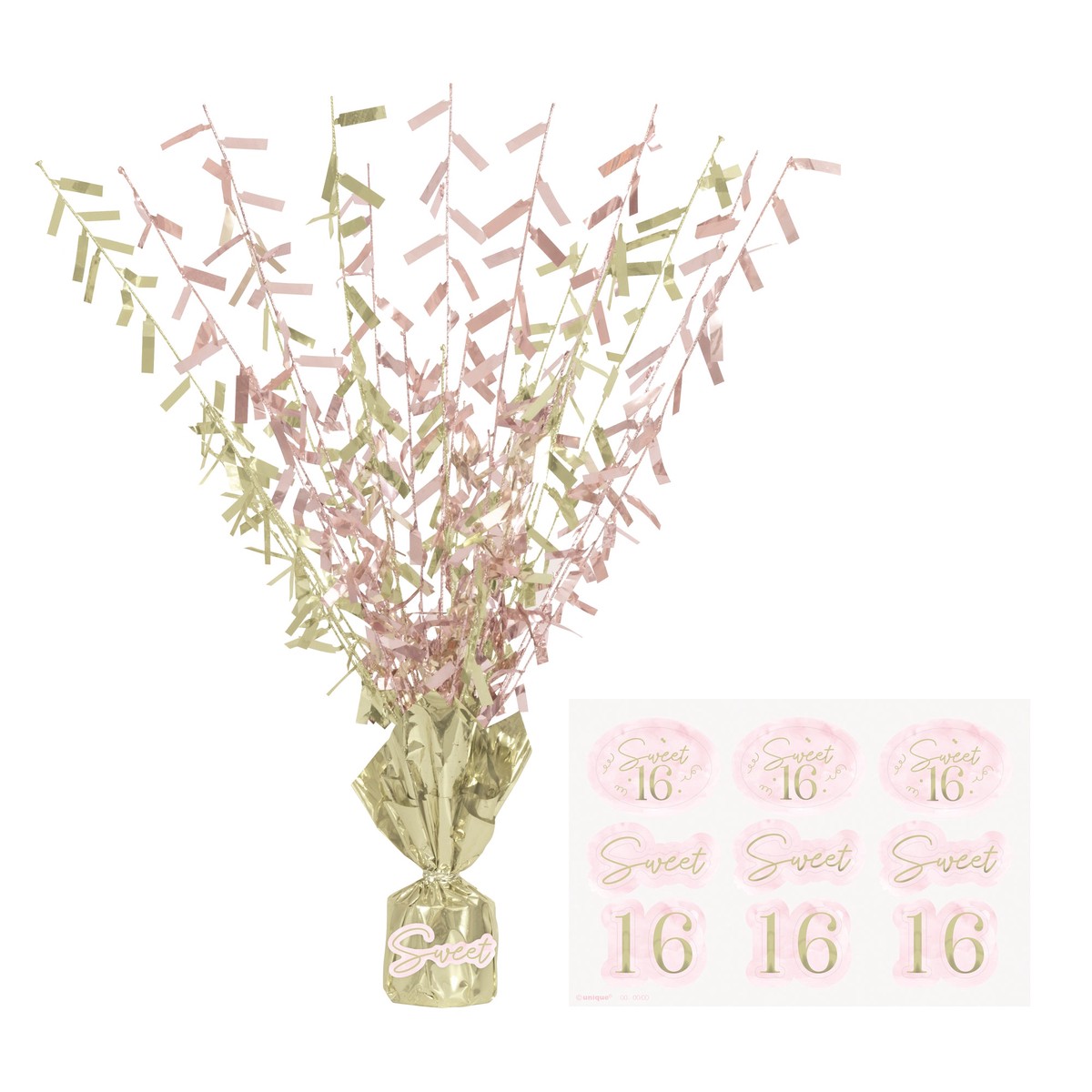 Blush Sweet 16 Birthday Balloon Weight Centerpiece, 1 Count