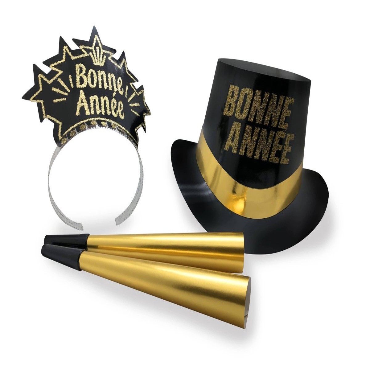"Bonne Anne" Gold Dust New Year French Party Kit for 10 people, 20 Count