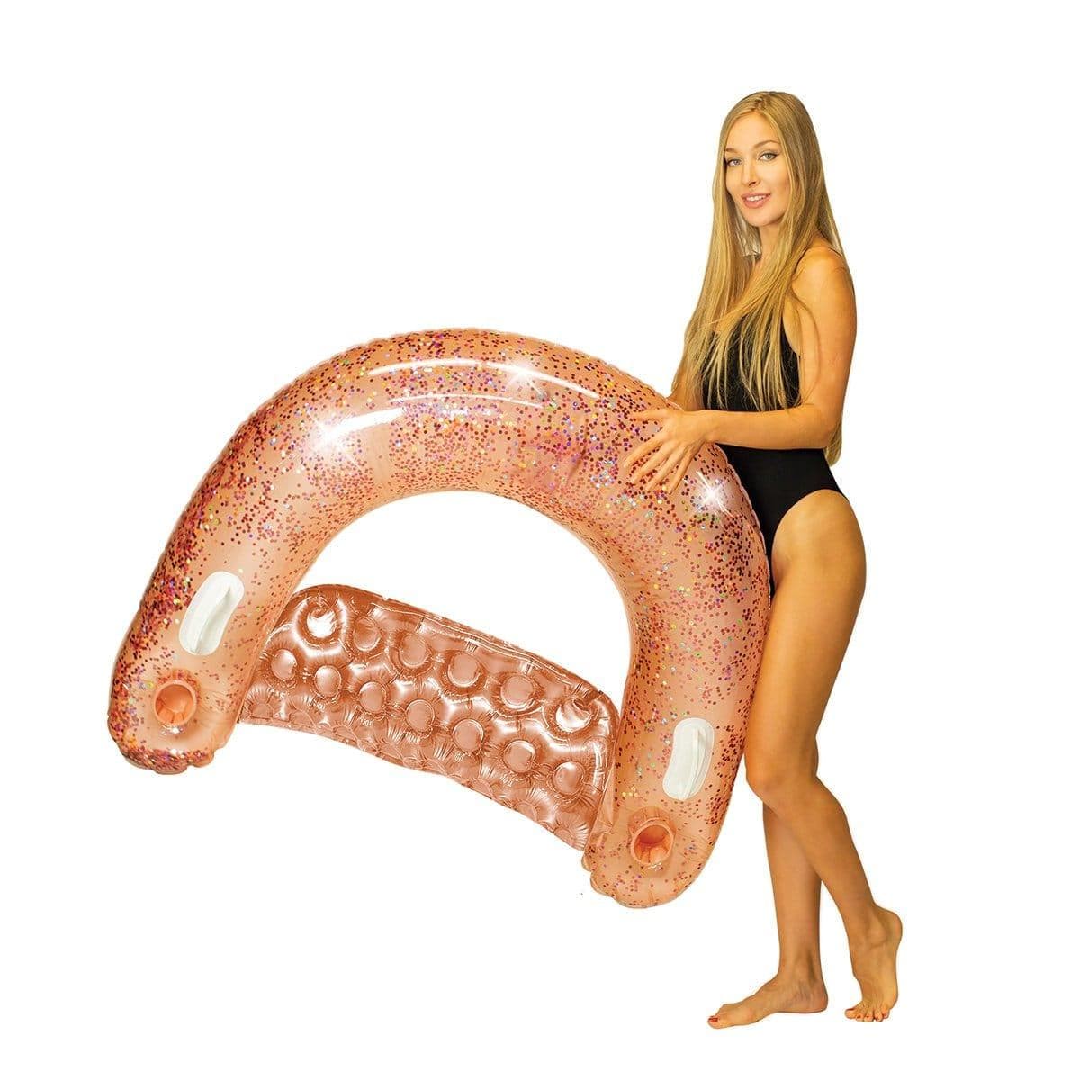 Rose gold glitter sun chair pool float