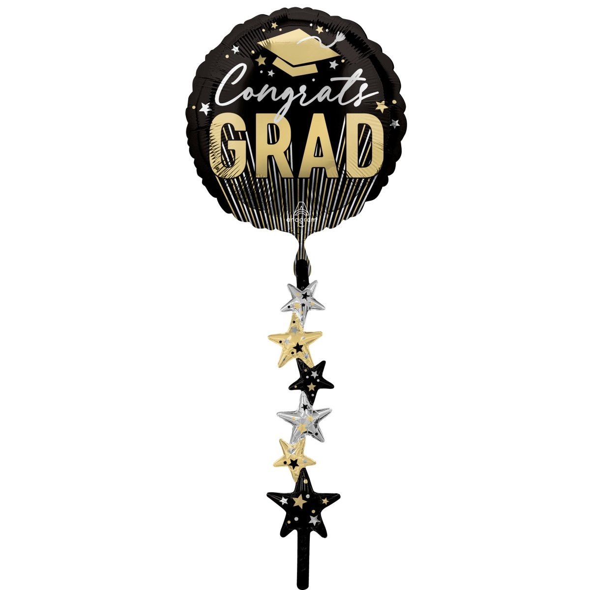 ‘Congrats Grad’ Airwalker Foil Balloon, Black and Gold, 24 Inches, 1 Count