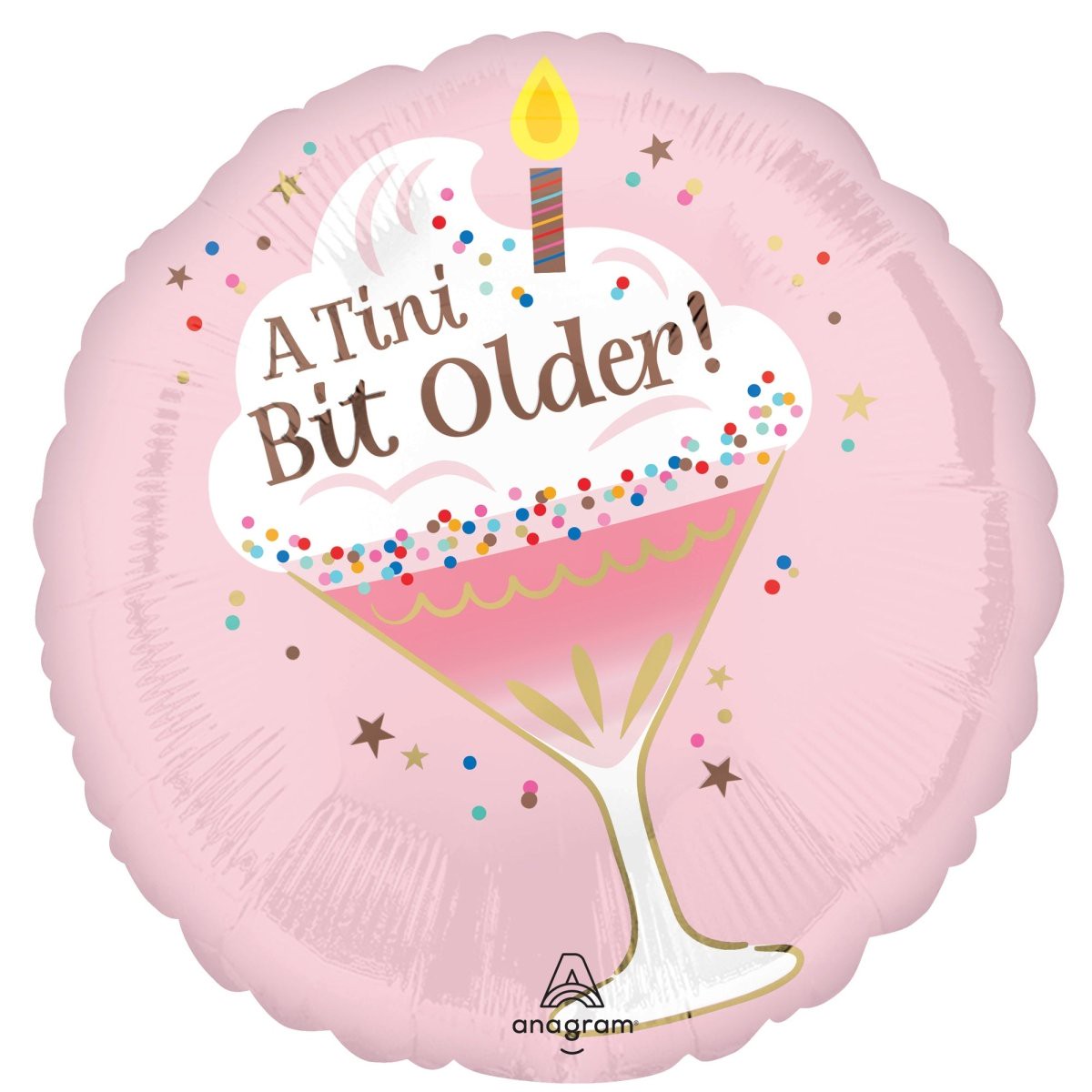 "A Tini Bit Older!" Birthday Round Mylar Foil Balloon, 18 Inches, 1 Count