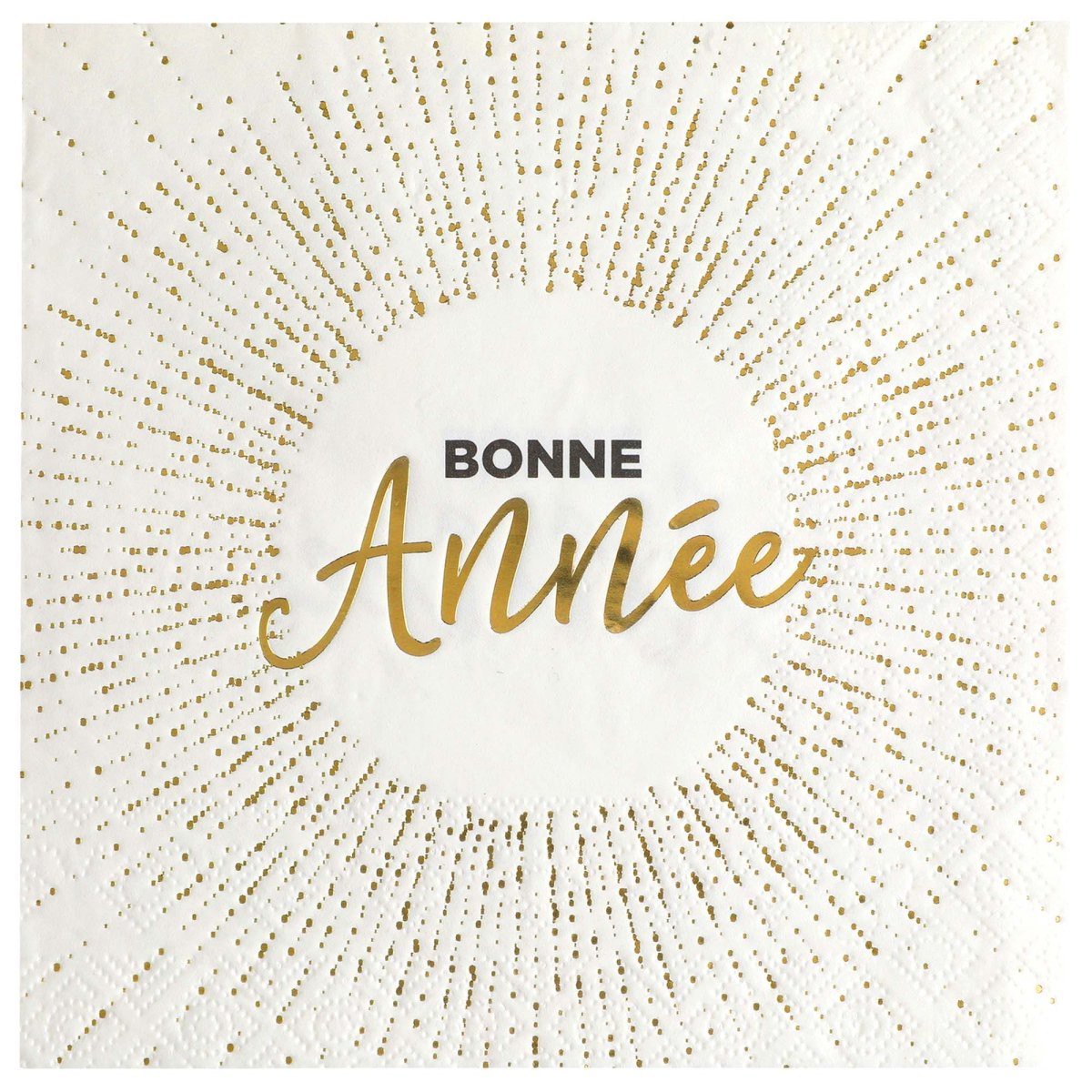 "Bonne Anne" Large Lunch Napkins, White and Gold, 10 Count