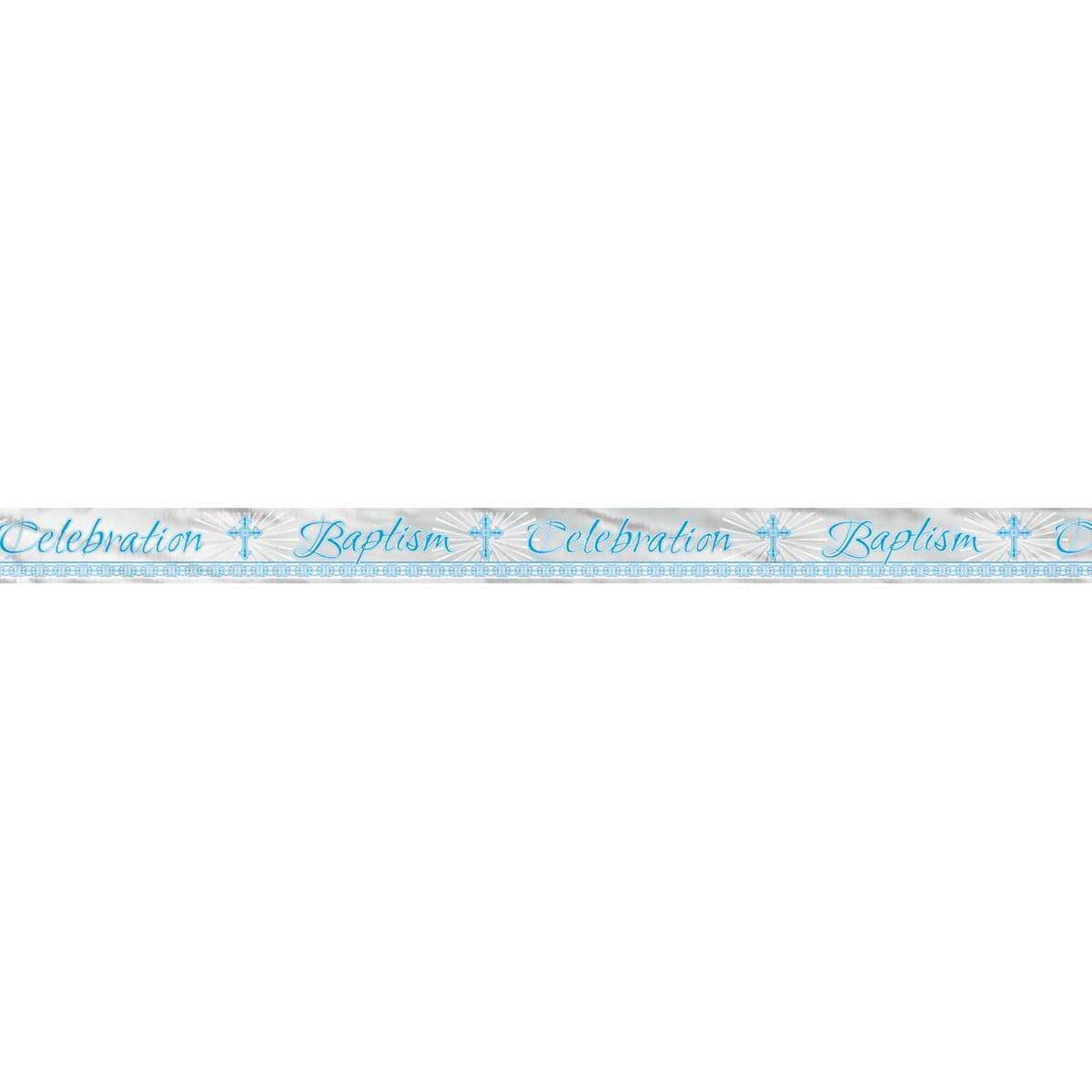 Blue Radiant Cross - Baptism Foil Banner 12 Ft